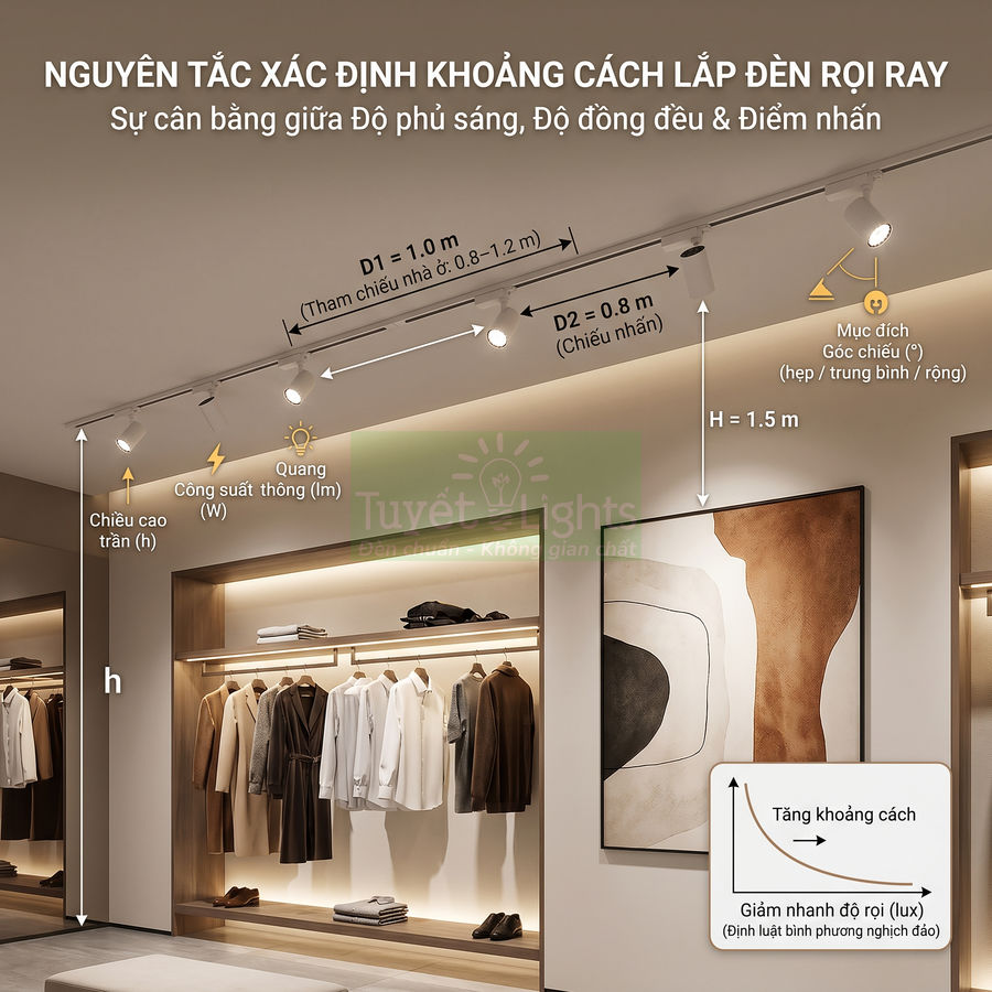 Hướng dẫn lắp đặt đèn rọi ray Tuyết Lights chiếu sáng tủ quần áo và tranh trang trí trong phòng ngủ