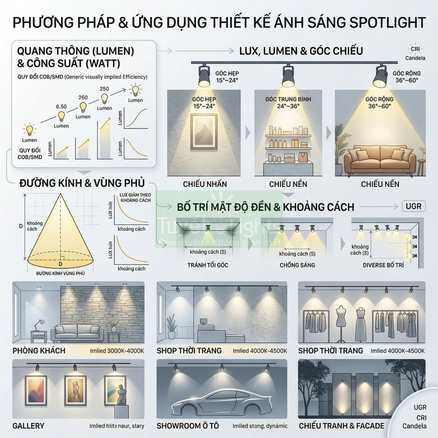 Công thức tính ánh sáng đèn spotlight đơn giản