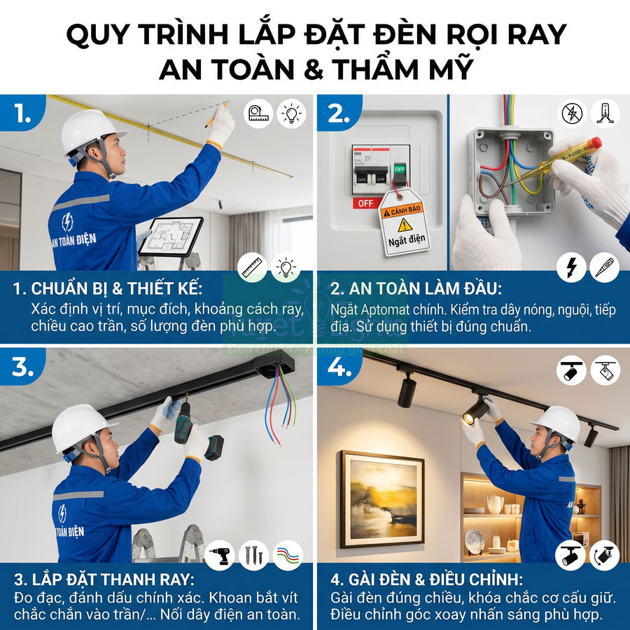 Cách lắp đèn rọi ray đúng kỹ thuật cho người mới bắt đầu