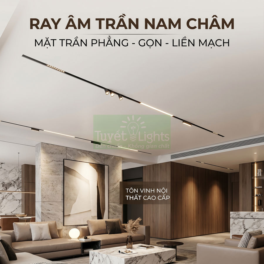 Ray âm trần nam châm Tuyết Lights lắp trong phòng khách hiện đại tôn vinh nội thất cao cấp
