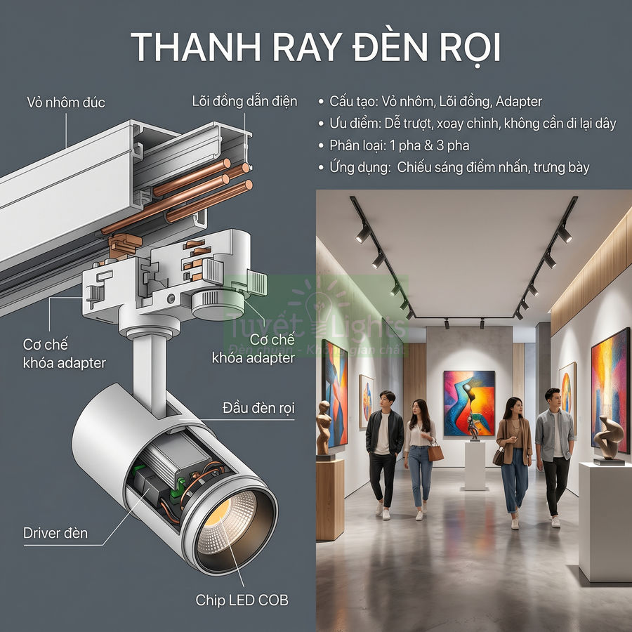 Thanh ray đèn rọi là gì? Cấu tạo và công dụng trong chiếu sáng