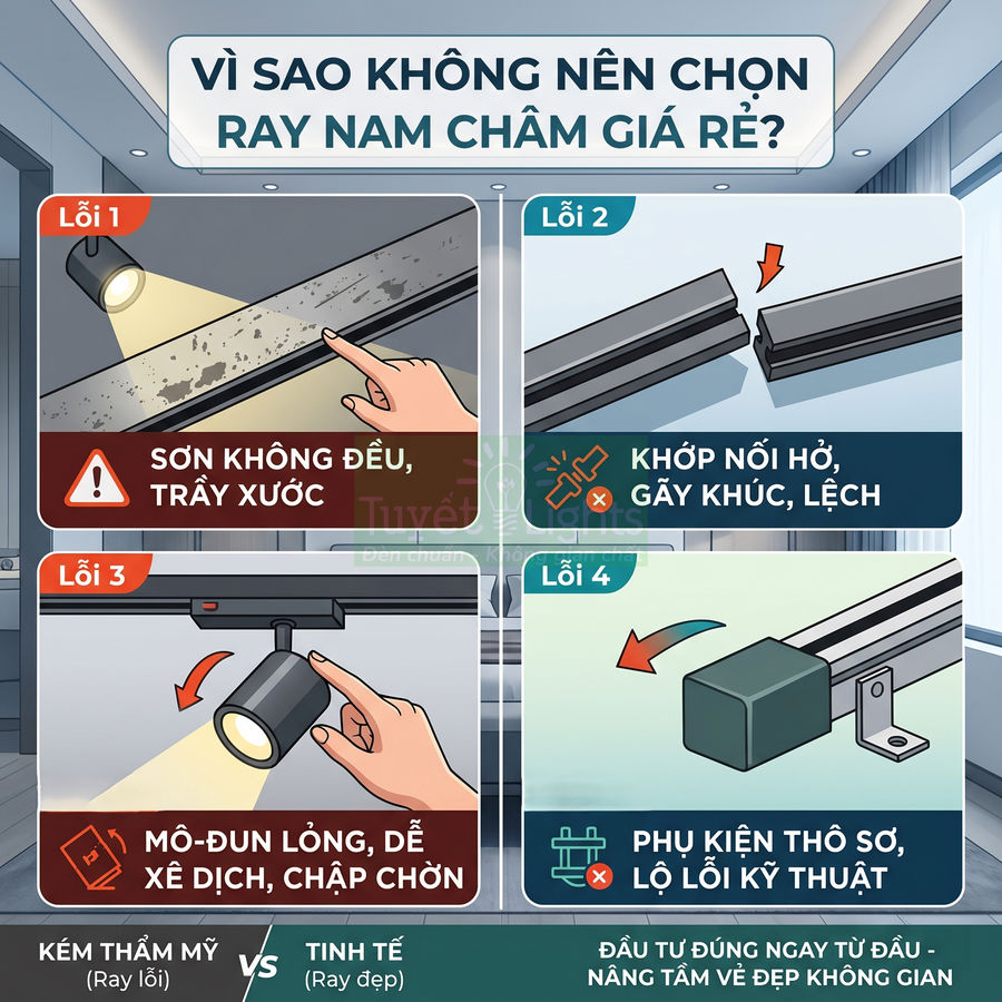 Ray nam châm giá rẻ cho đèn chiếu sáng với sơn trầy xước, khớp nối hở, mô đun lỏng và phụ kiện thô sơ