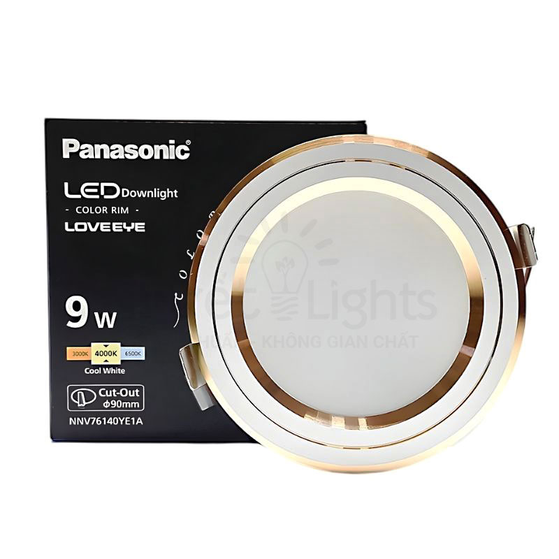 Đèn LED Âm Trần Panasonic Color Rim NNV76160YE1A Viền vàng 9W | Đơn Sắc