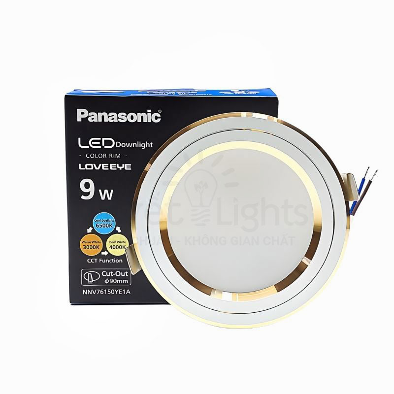 Đèn LED Âm Trần Panasonic Color Rim NNV76150YE1A Viền vàng 9W | 3 Chế Độ Màu