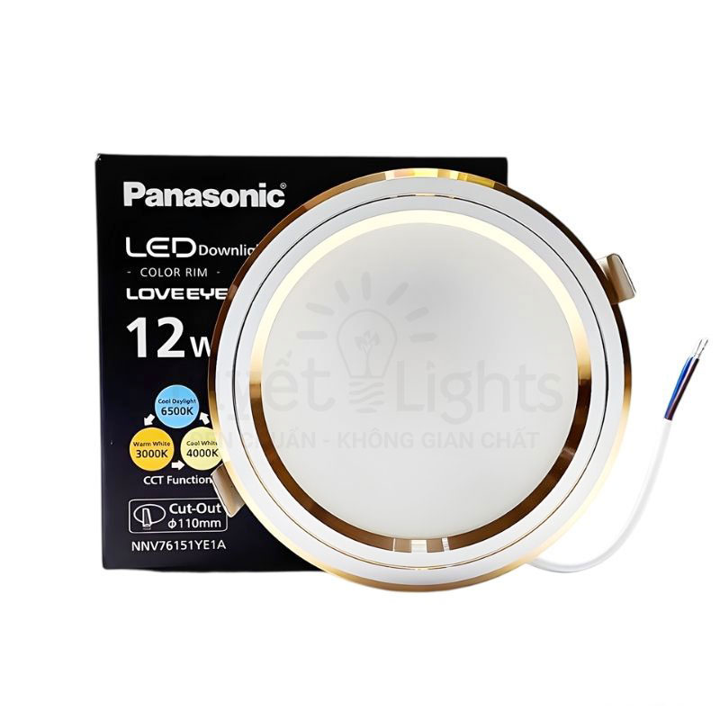 Đèn LED Âm Trần Panasonic Color Rim NNV76151YE1A Viền Vàng 12W | 3 Chế Độ Màu