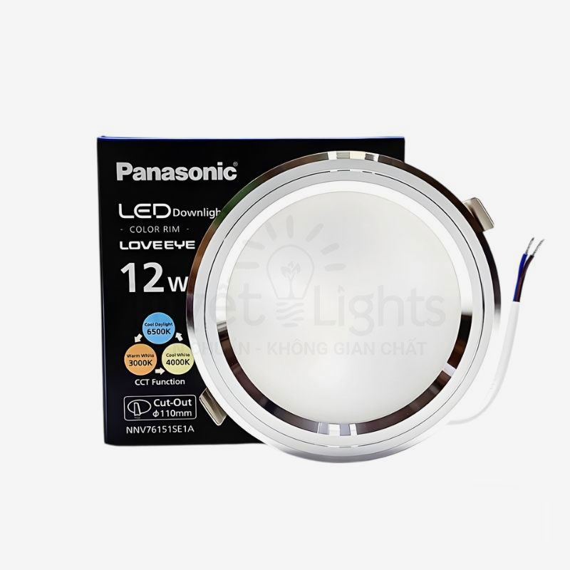 Đèn LED Âm Trần Panasonic Color Rim NNV76151SE1A Viền Bạc 12W | 3 Chế Độ Màu