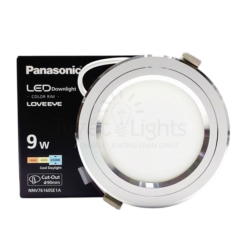 Đèn LED Âm Trần Panasonic Color Rim NNV76160SE1A Viền Bạc 9W | Đơn Sắc