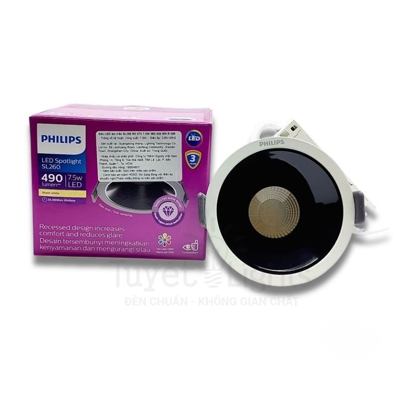 Âm Trần Philips SL260 Choá Đen Sâu CRI 90 | 7.5W (Φ75)