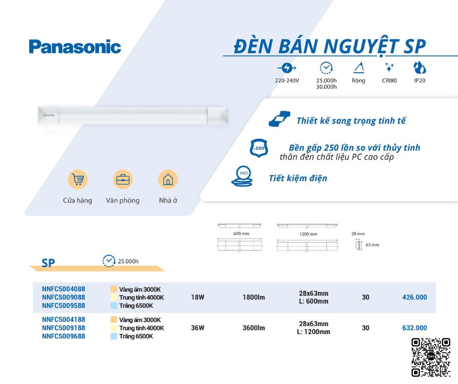 Panasonic - Đèn LED Bán Nguyệt SP Cao Cấp 