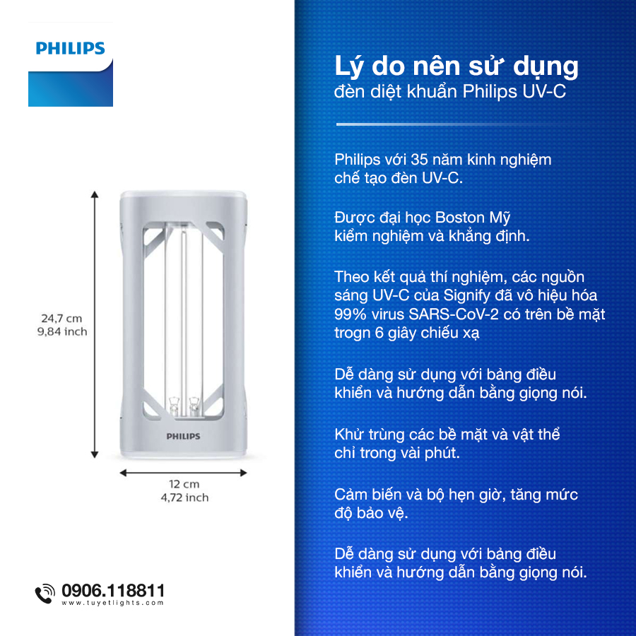 Đèn Diệt Khuẩn Philips UV-C (UVC Disinfection Desk Lamp 24W SVN)