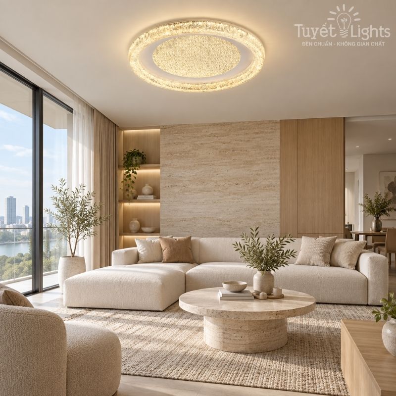 Đèn Ốp Trần Hiện Đại ML-105 – Thiết Kế Tròn Tinh Tế, 3 Chế Độ Màu Linh Hoạt