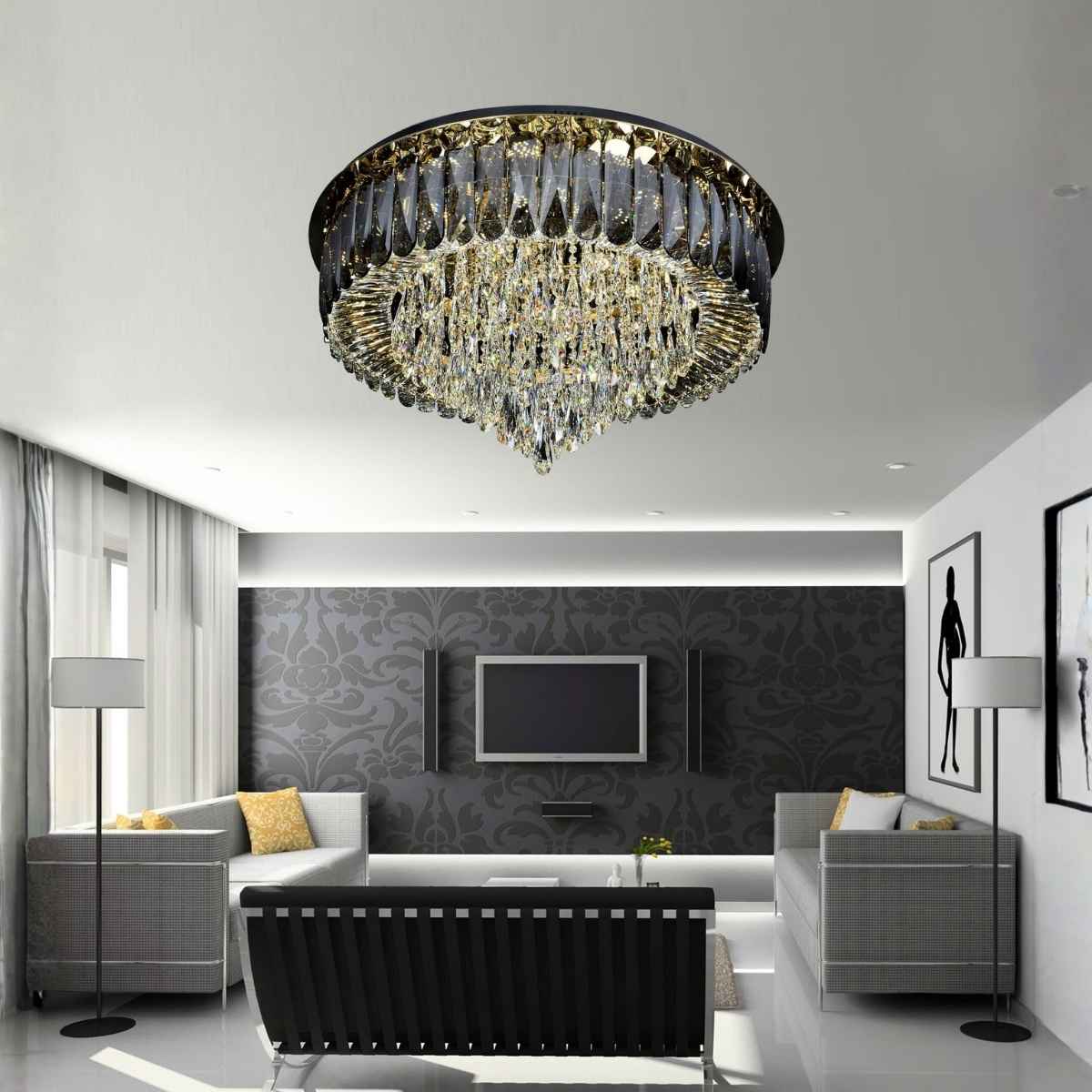 BNN- Ốp Trần Pha Lê K9 Cao Cấp Ø1000 | OTPL8137T1000