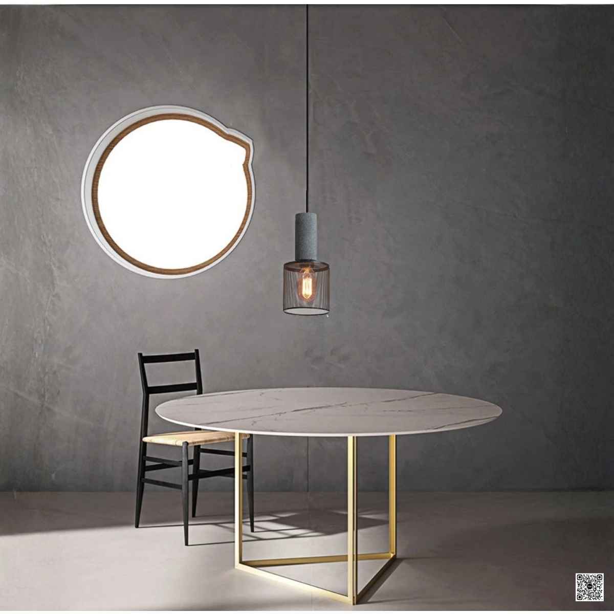 kiểu dáng hình trụ lưới được chế tác từ kim loại sơn tĩnh điện màu đen