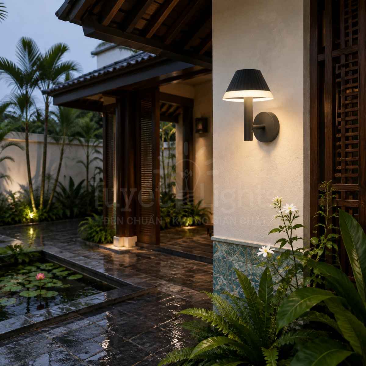 Thiết kế gợi liên tưởng đến những chiếc đèn bàn quen thuộc, nhưng được tinh giản để phù hợp hơn khi sử dụng trên các bề mặt kiến trúc.