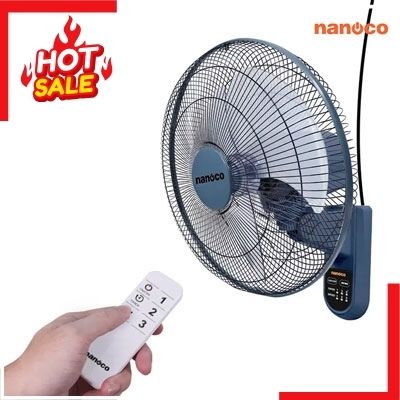 Nanoco - Quạt Treo Tường - Màu Xanh - Có Remote | NWF1612RC-BL