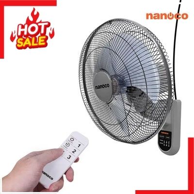 Nanoco - Quạt Treo Tường - Màu Xám - Có Remote | NWF1612RC-G