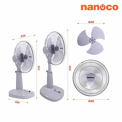 Nanoco - Quạt Lửng Màu Xám - 3 Cánh Quạt, 3 Cấp Độ Gió | NLF1621