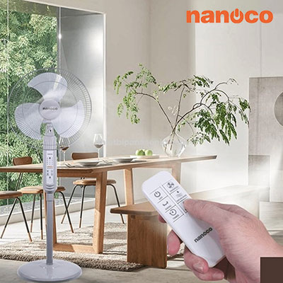 Nanoco - Quạt Đứng Màu Xám - Quạt Đứng Có Remote, 3 Cấp Độ Gió | NSF1602G-RC