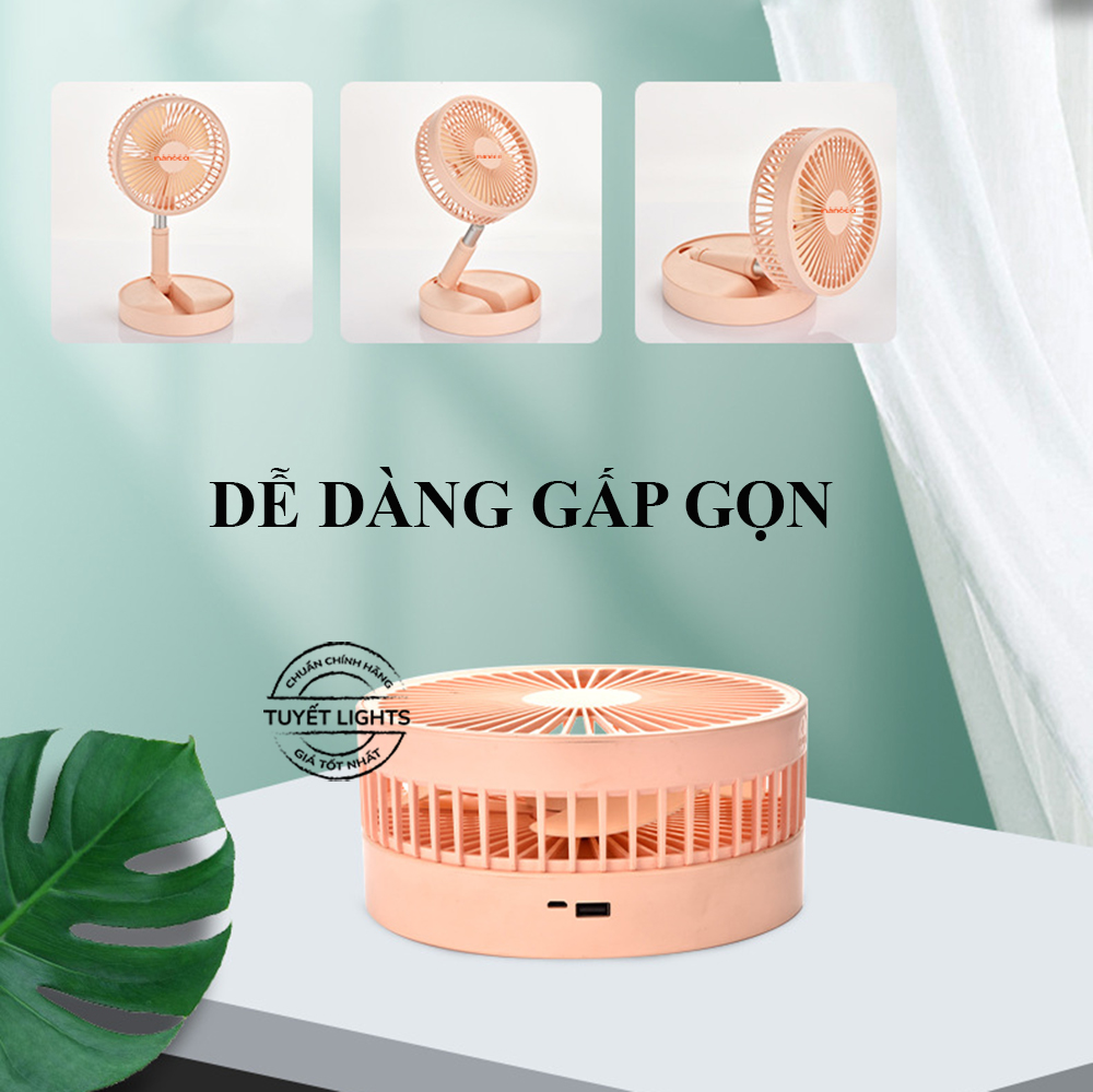 Nanoco - Quạt Sạc Gấp Gọn Màu Hồng | NFF1617P