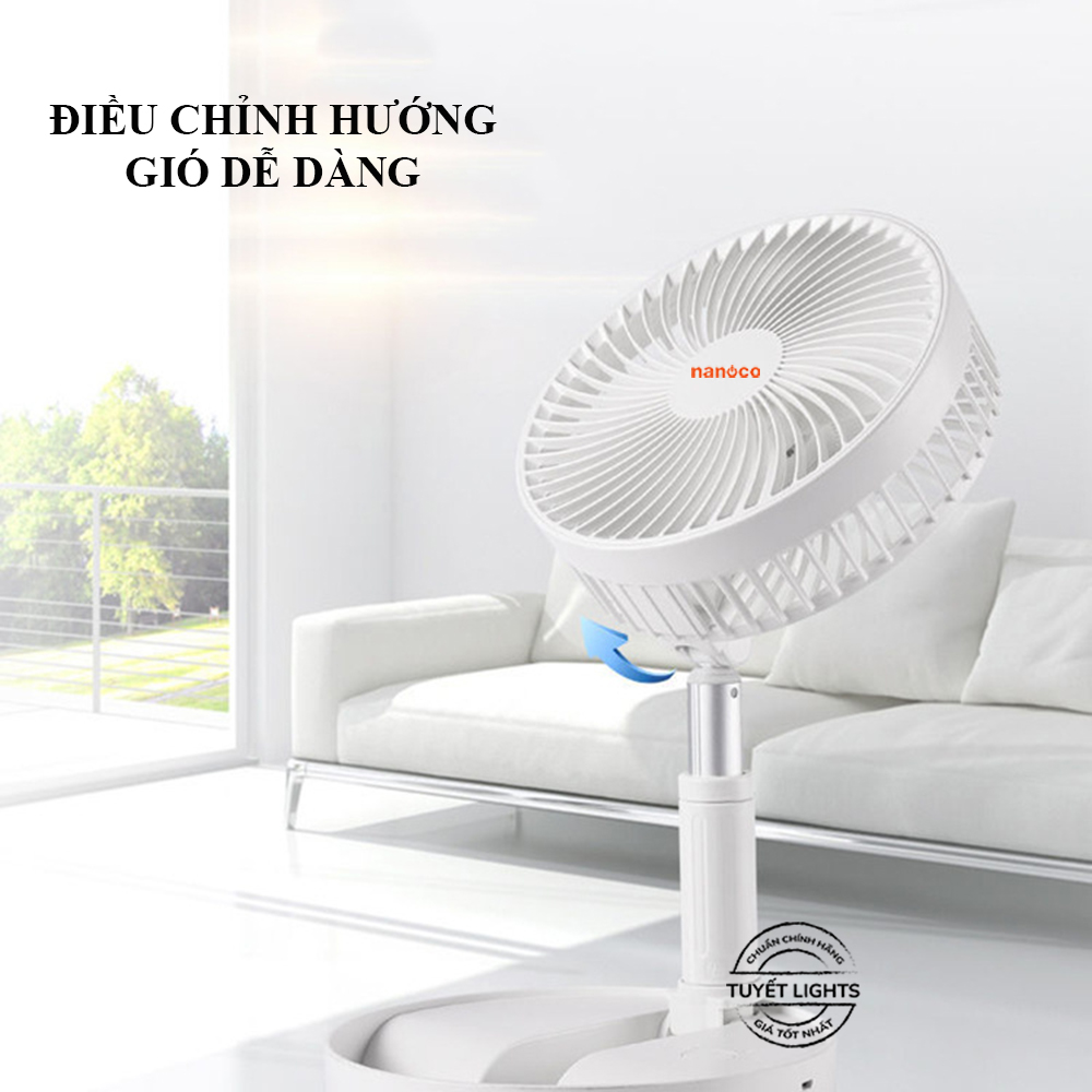 Nanoco - Quạt Sạc Gấp Gọn Màu Trắng | NFF1617W