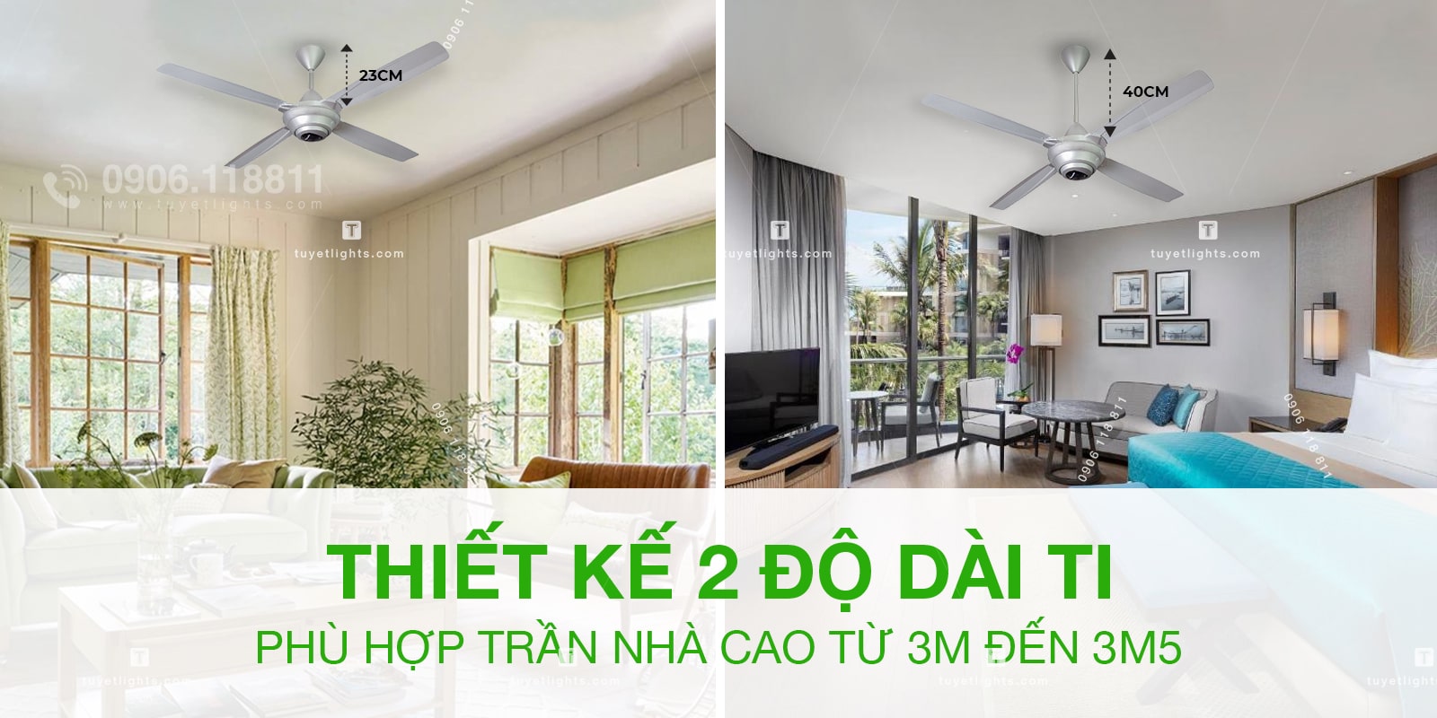 Thiết kế 2 độ dài ti