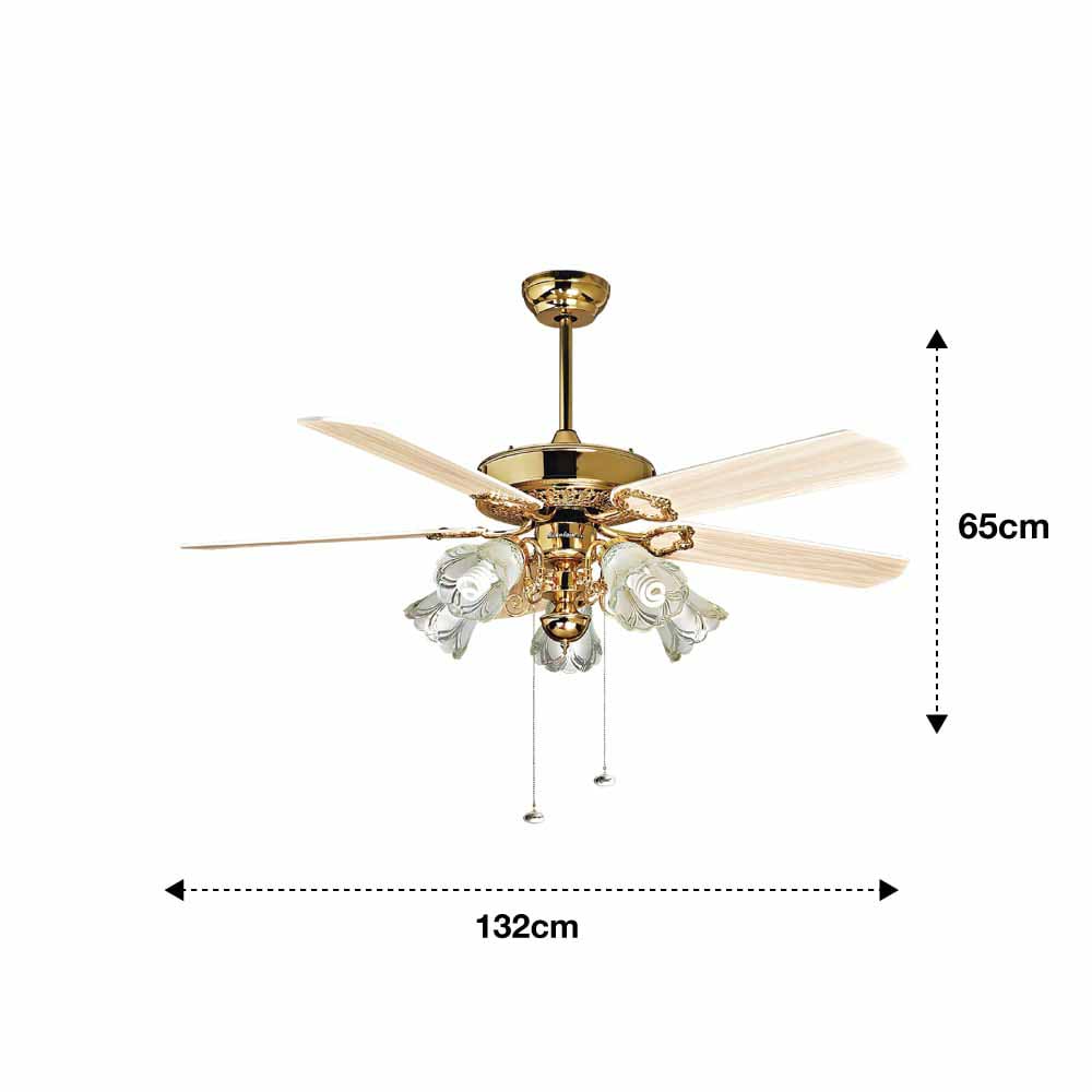 Quạt Trần Cổ Điển COSIMA-CHE-1010A.W / Chất Liệu Cánh Gỗ, Màu Vàng Kim