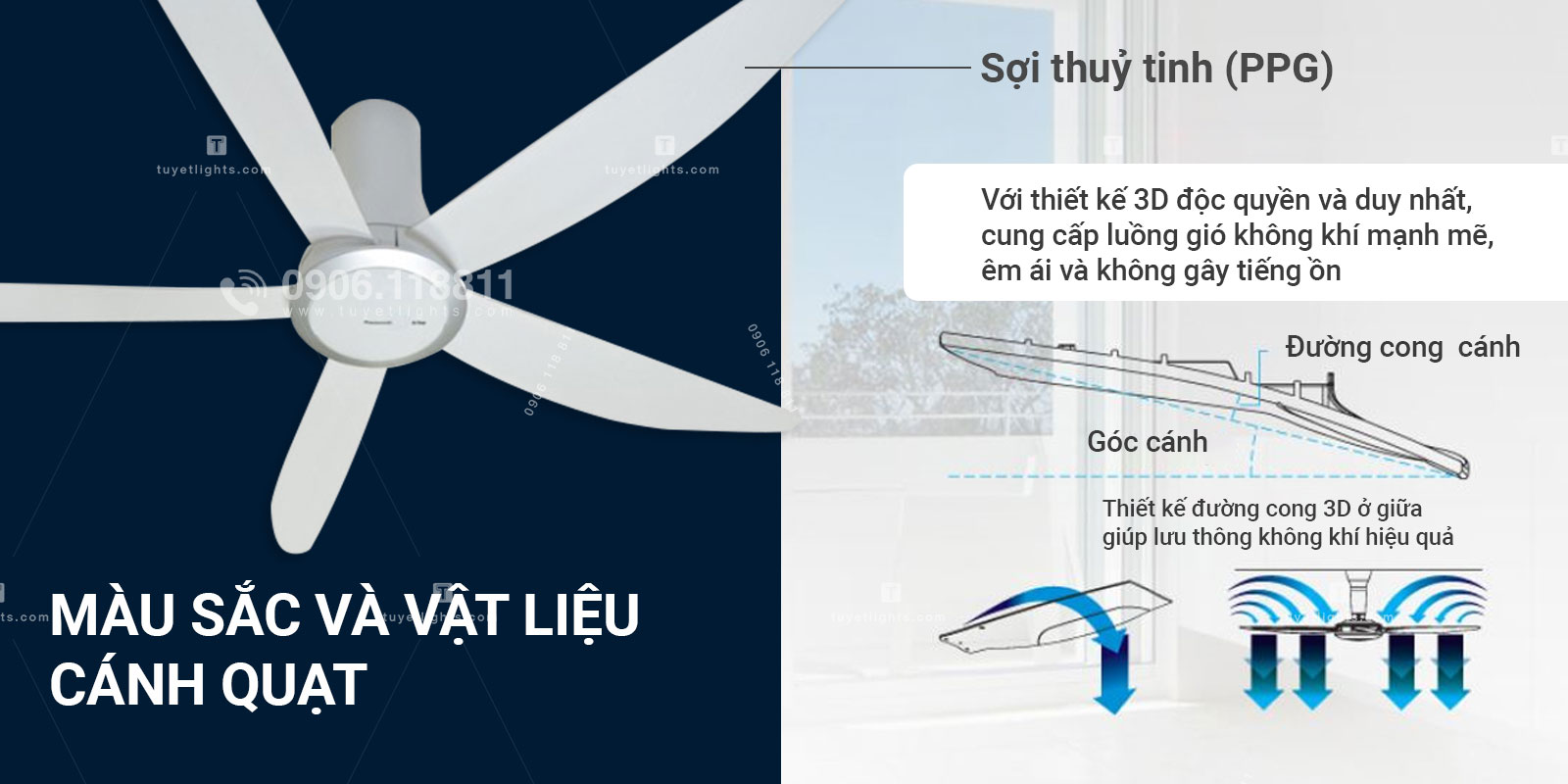 Màu sắc và vật liệu cánh quạt