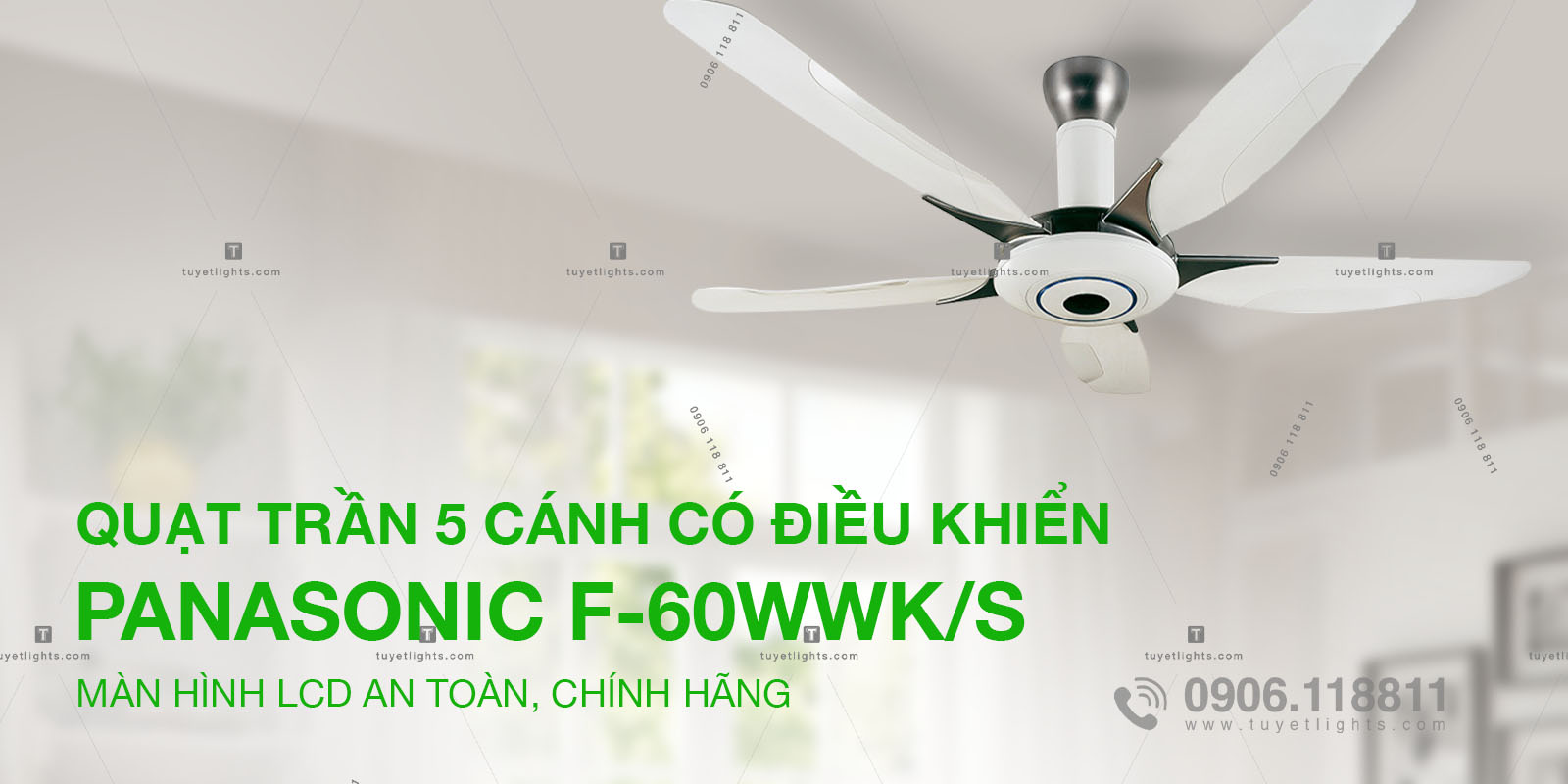 Quạt trần 5 cánh có điều khiển từ xa