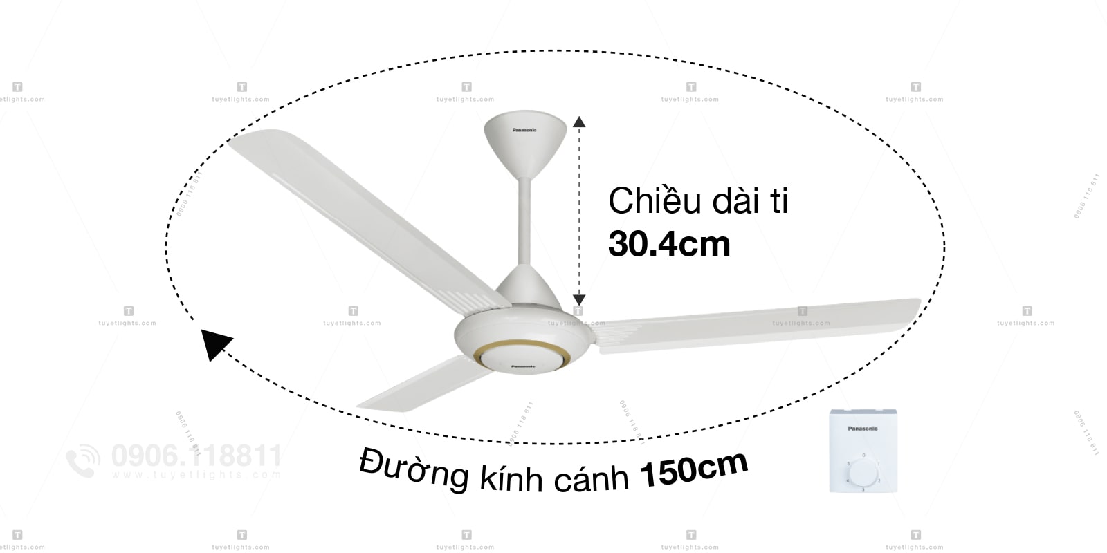 kích thước quạt trần F-60MZ2/S