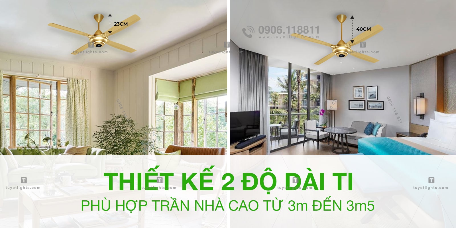 Thiết kế 2 độ dài ti