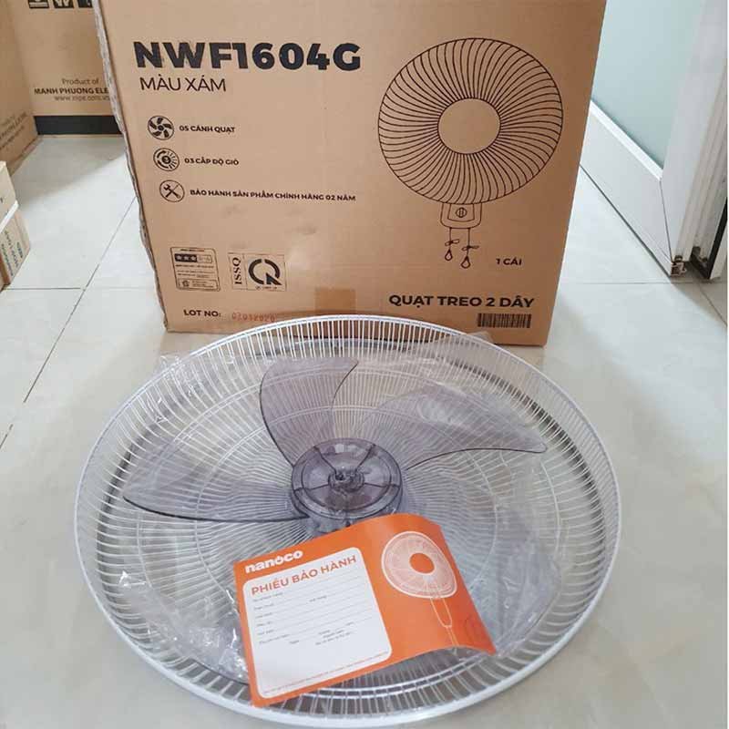 Nanoco - Quạt Treo Tường Màu Xám 5 Cánh Quạt | NWF1604G