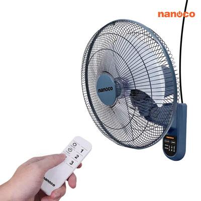 Nanoco - Quạt Treo Tường - Màu Xanh - Có Remote | NWF1612RC-BL