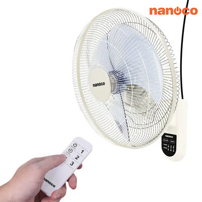 Nanoco - Quạt Treo Tường - Màu Beige - Có Remote | NWF1612RC-BE