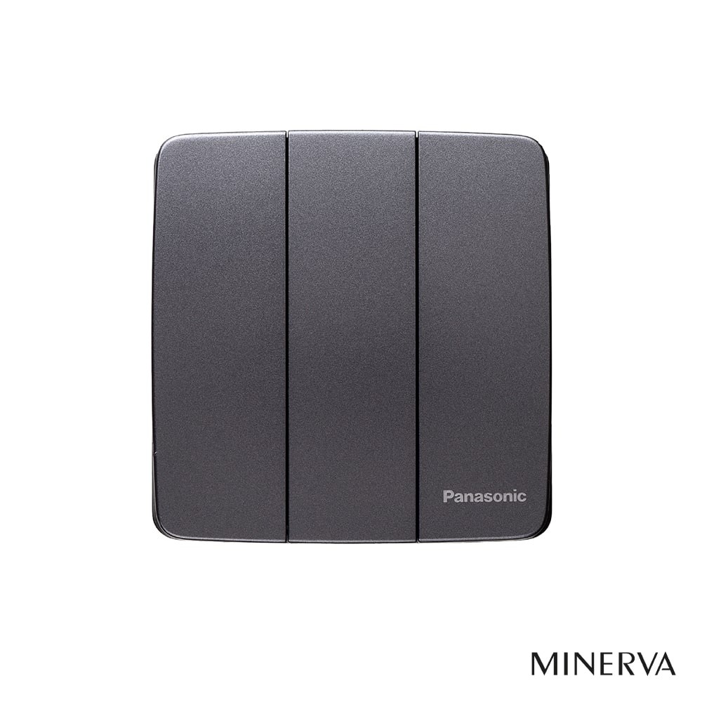 Panasonic Minerva - Bộ 3 Công Tắc C 2 Chiều - Màu Xám Ánh Kim | WMT506MYH-VN