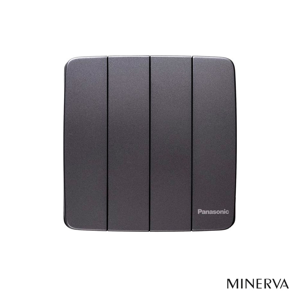 Panasonic Minerva - Bộ 4 Công Tắc C 2 Chiều - Màu Xám Ánh Kim | WMT508MYH-VN