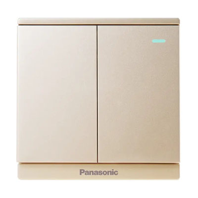 Panasonic Moderva - Bộ 2 Công Tắc B, 1 Chiều, Có Chỉ Báo Dạ Quang Bắt Vít Màu Vàng Ánh Kim&nbsp;WMF513MYZ-1VN