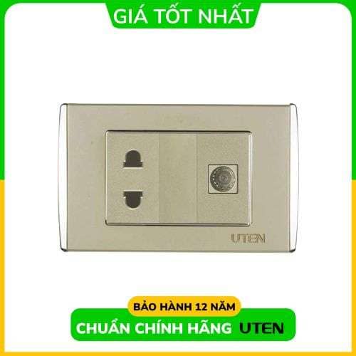 Bộ 1 Ổ Cắm 2 Chấu + 1 Ổ Cắm Tivi S UTEN |V9.1PCZ2/N-SS + V9.1P-TVSS + V9.1-PM2