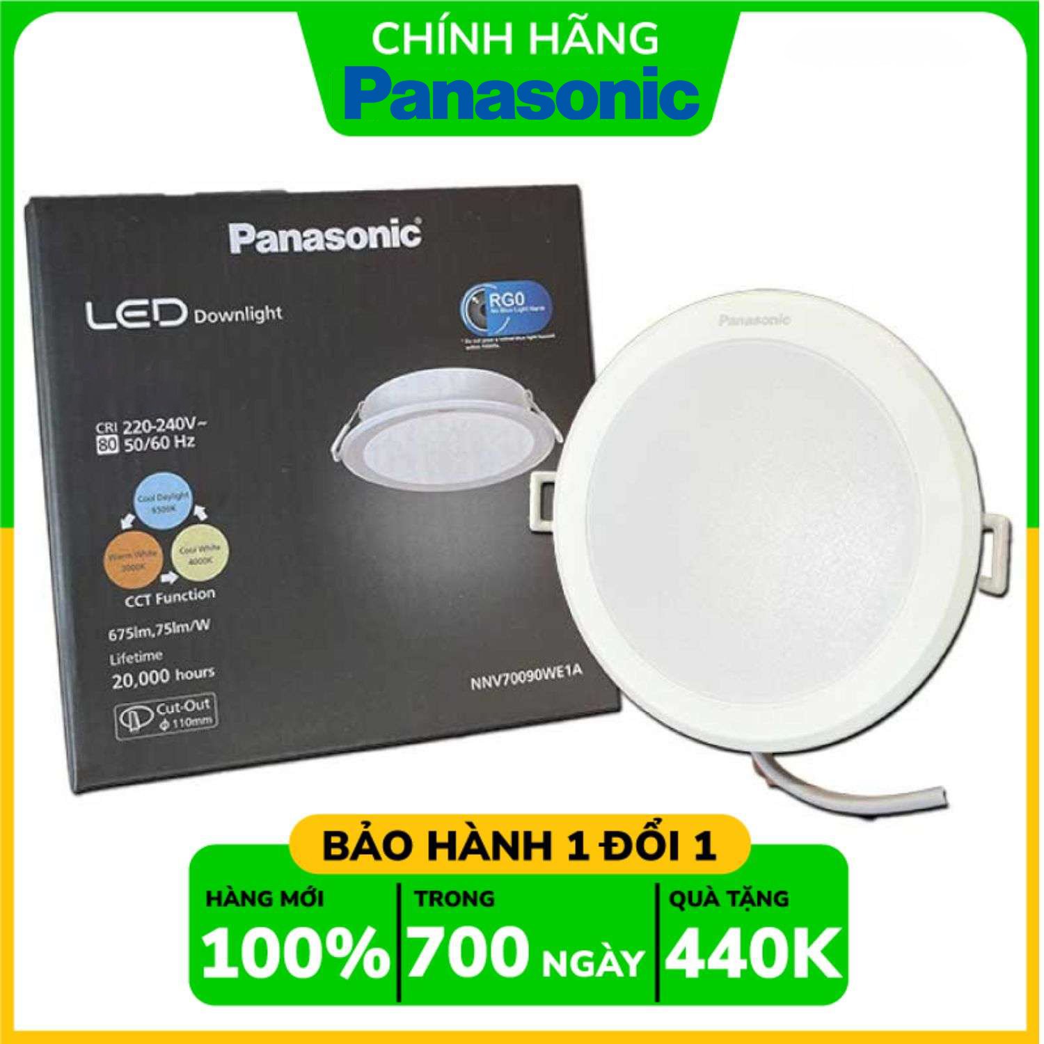 Đèn LED Âm Trần Panasonic DN 2G Tròn NNV70092WE1A 15W 3 Chế Độ
