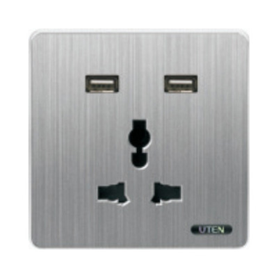 Bộ Ổ Cắm Đơn 3 Chấu & 2 Ổ Cắm USB UTEN | S300GZ13/2NU