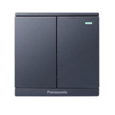 Panasonic Moderva - Bộ 2 Công Tắc C, 2 chiều, Bắt Vít Có Chỉ Báo Dạ Quang Màu Xám Ánh Kim | WMF514MYH-1VN