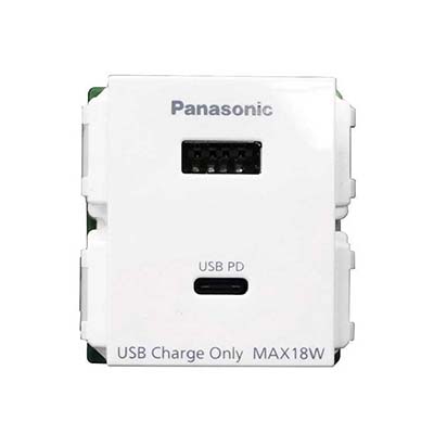 Panasonic FullWide - Ổ Cắm USB 2 Cổng Type A/C - Màu Trắng | WEF14821W-VN