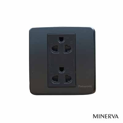Panasonic Minerva - Bộ 2 Ổ Cắm Nối Đất  - Màu Xám Ánh Kim | WEV1582H / WMT7813MYH-VN