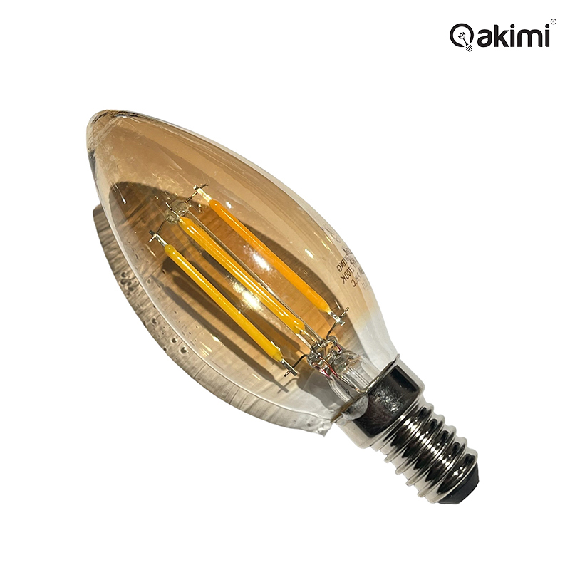 AKIMI - Bóng LED 4W Edision C35 Đuôi Bầu Vỏ Vàng E14 | AKC35-4W-E14B