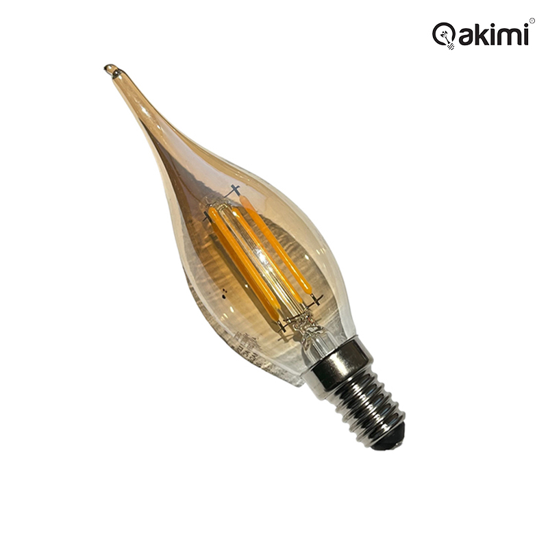 AKIMI - Bóng LED 4W Edision C35 Đuôi Nhọn Vỏ Vàng E14 | AKC35-4W-E14