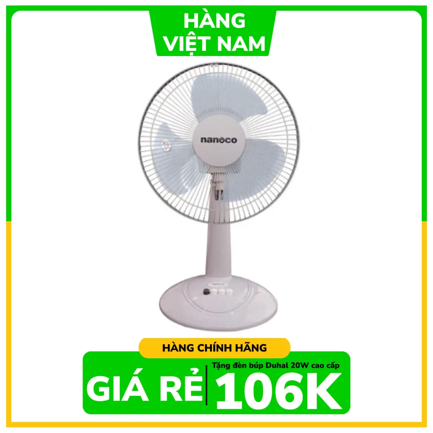 Quạt bàn Nanoco NTF1207G màu xám - 3 cánh quạt nhỏ gọn