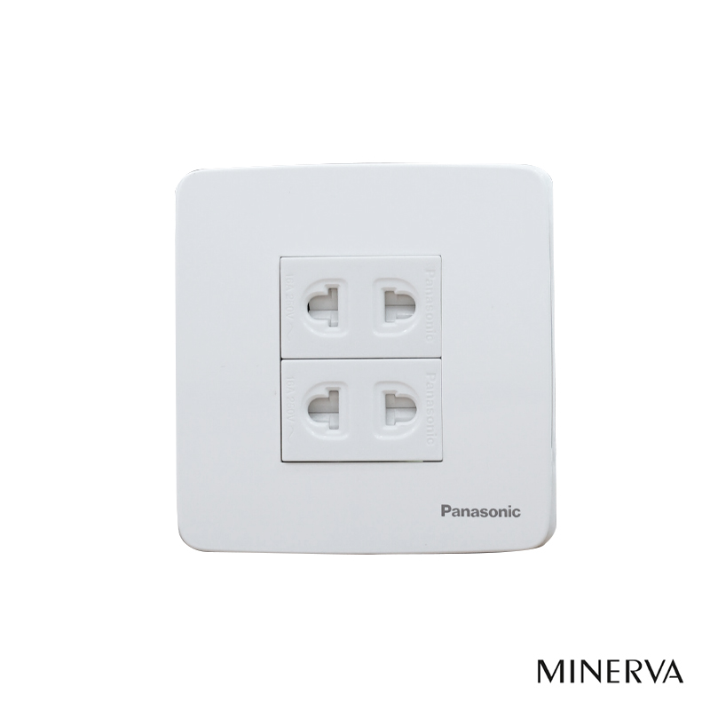 Panasonic Minerva - Bộ 2 Ổ Cắm Đơn Có Màn Che  - Màu Trắng | WE1081SW / WMT7812-VN