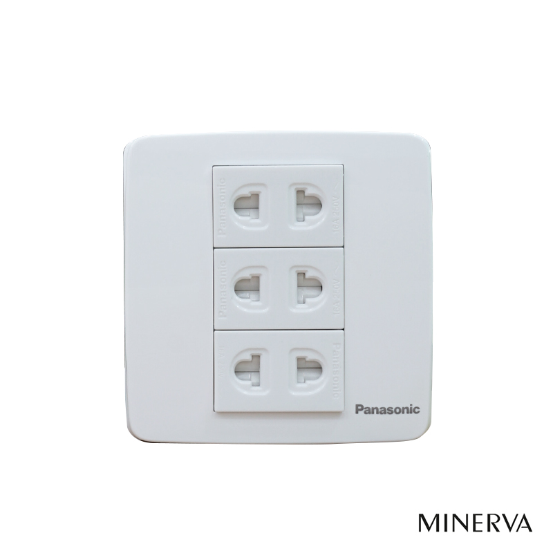 Panasonic Minerva - Bộ 3 Ổ Cắm Đơn Có Màn Che - Màu Trắng | WE1081SW / WMT7813-VN