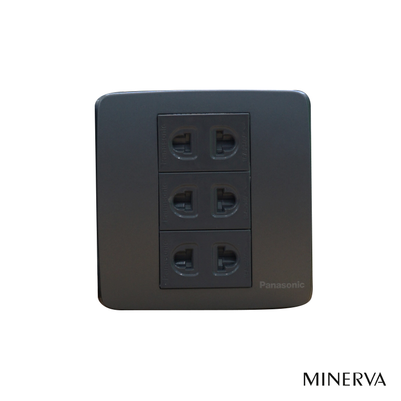 Panasonic Minerva - Bộ 3 Ổ Cắm Cỡ S - Màu Xám Ánh Kim | WEV1081H / WMT7813MYH-VN