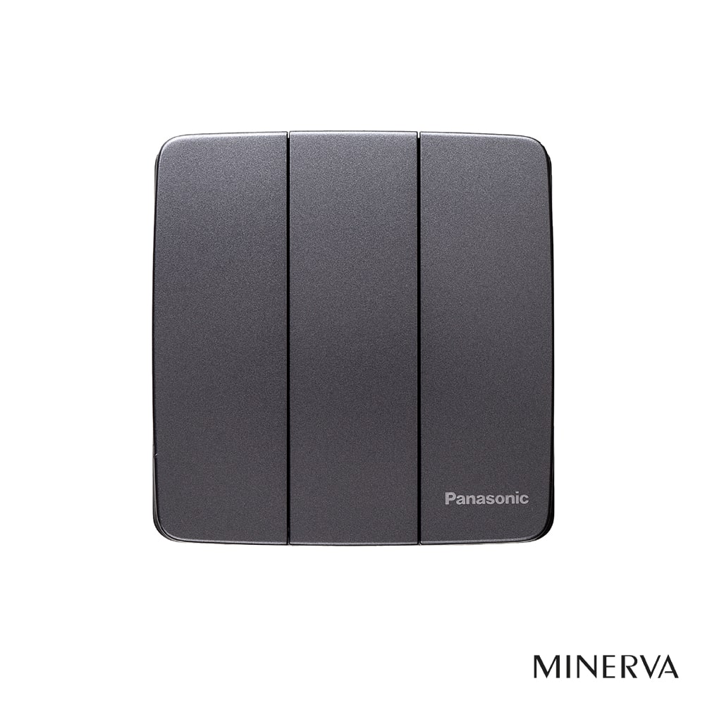 Panasonic Minerva - Bộ 3 Công Tắc B 1 Chiều - Màu Xám Ánh Kim | WMT505MYZ-VN