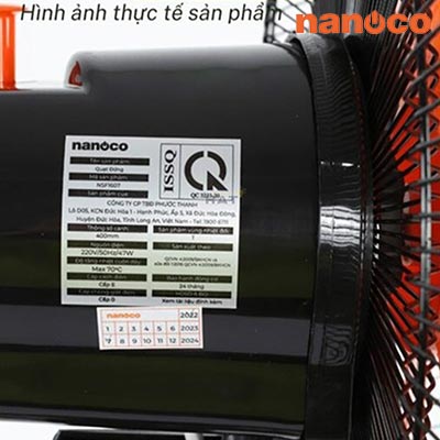Nanoco - Quạt Đứng Màu Đen Cam - 7 Cánh Quạt Siêu Mát | NSF1607